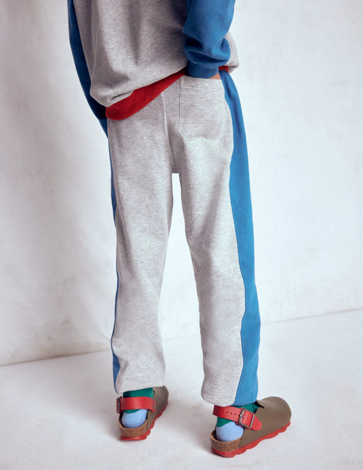 Colourblock Cuffed Joggers-Grey Colourblock