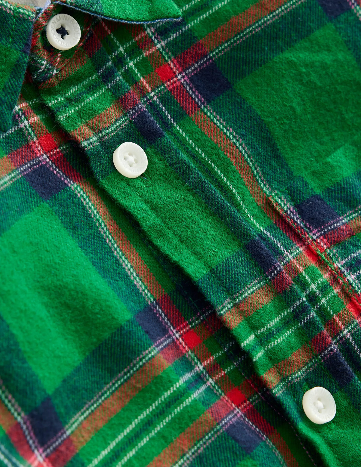 Cosy Cotton Check Shirt-Green Check