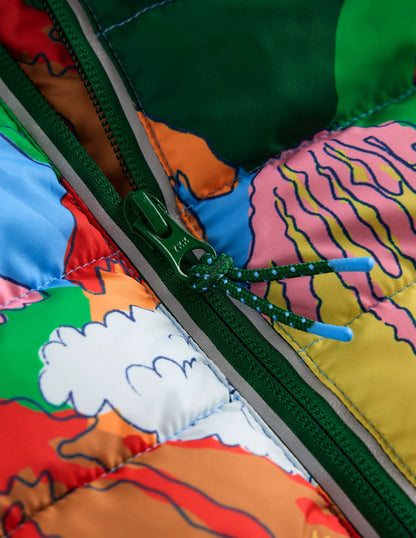 Pack-away Padded Jacket-Multi Volcanoes
