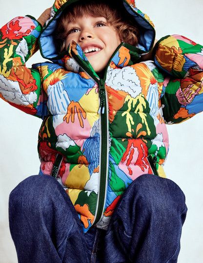 Pack-away Padded Jacket-Multi Volcanoes