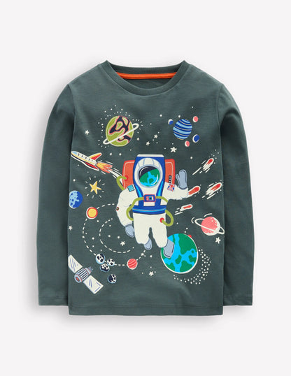 Long Sleeve Glow T-shirt-Phantom Spaceman