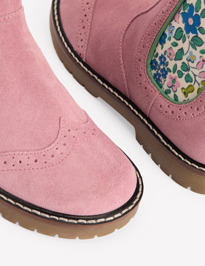 Leather Chelsea Boots-Pink Floral