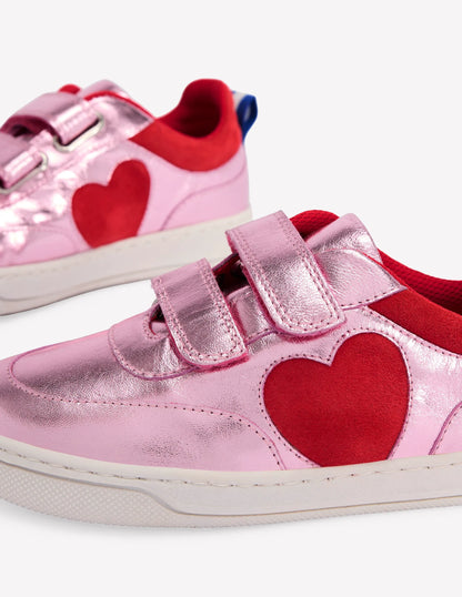 Colourblock Low Tops-Metallic Pink Heart