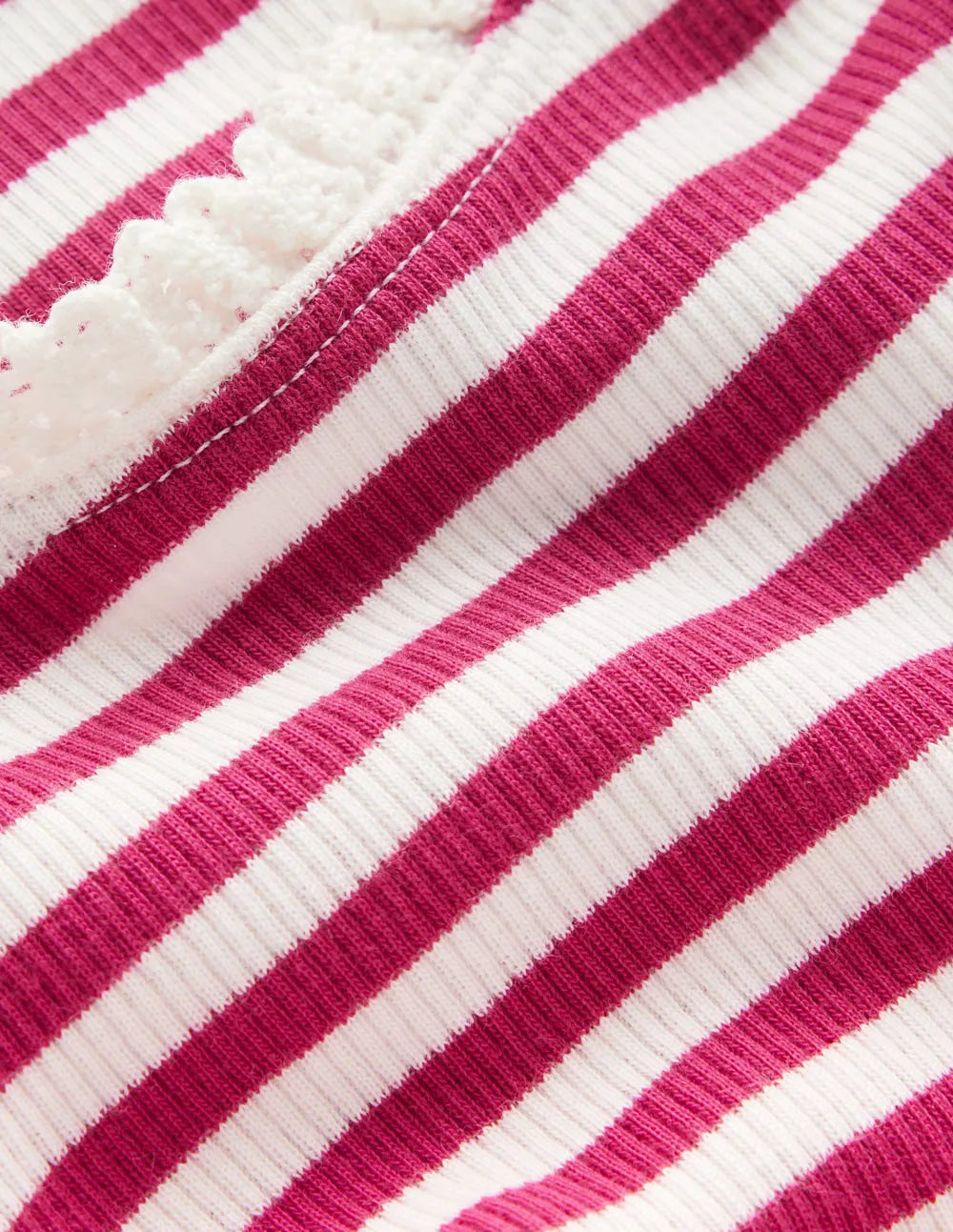 Ribbed Long Sleeve T-shirt-Cherry Jam/Soft Ivory Stripe