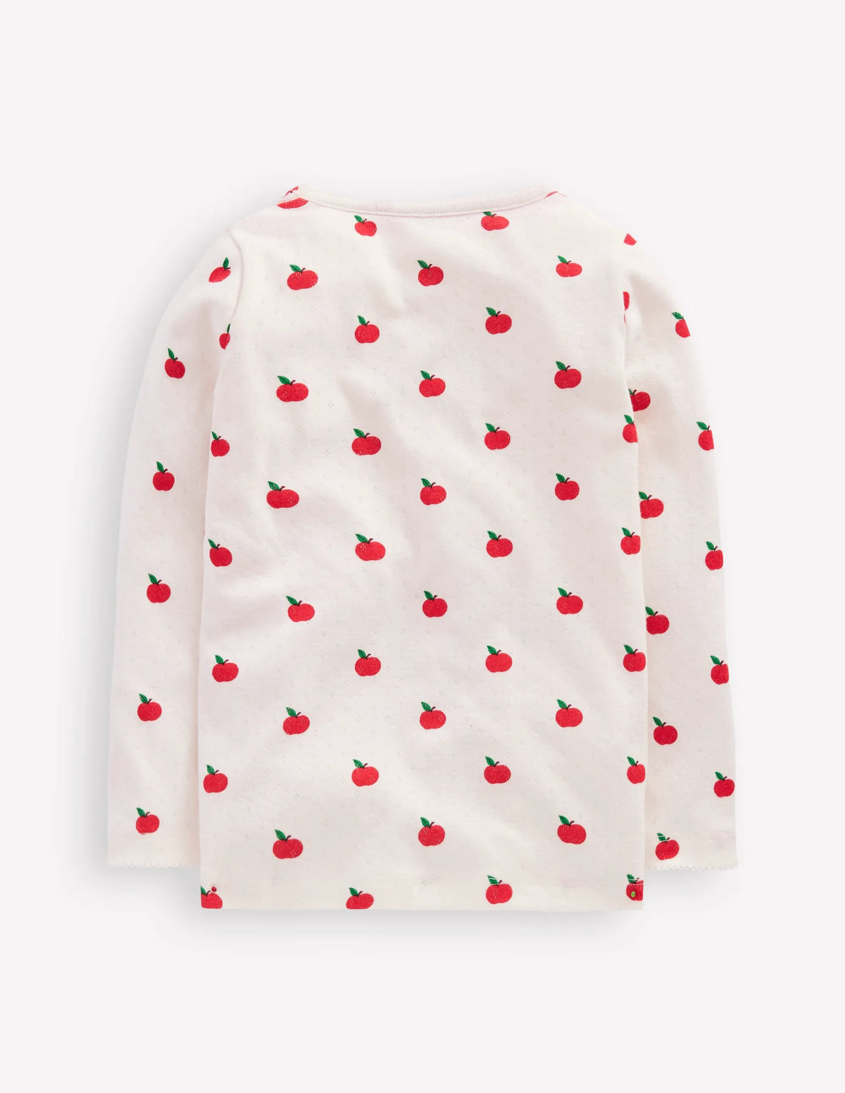 Long Sleeve Pointelle Top-Soft Ivory Little Apples