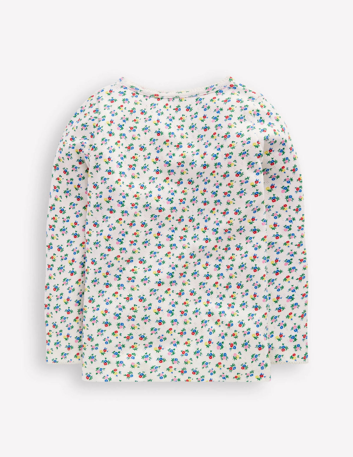 Long Sleeve Pointelle Top-Soft Ivory Ditsy