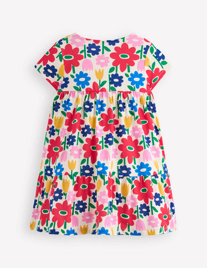 Ariel Twirly Jersey Dress-Multi Pop Flower