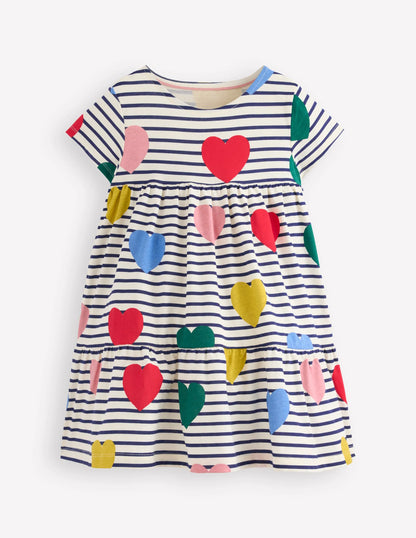 Ariel Twirly Jersey Dress-Multi Heart Stripe