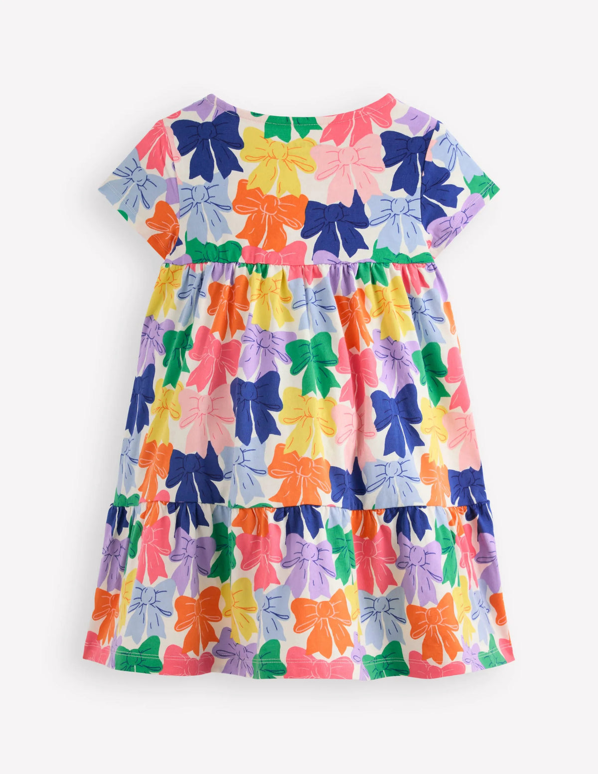 Ariel Twirly Jersey Dress-Multi Rainbow Bows