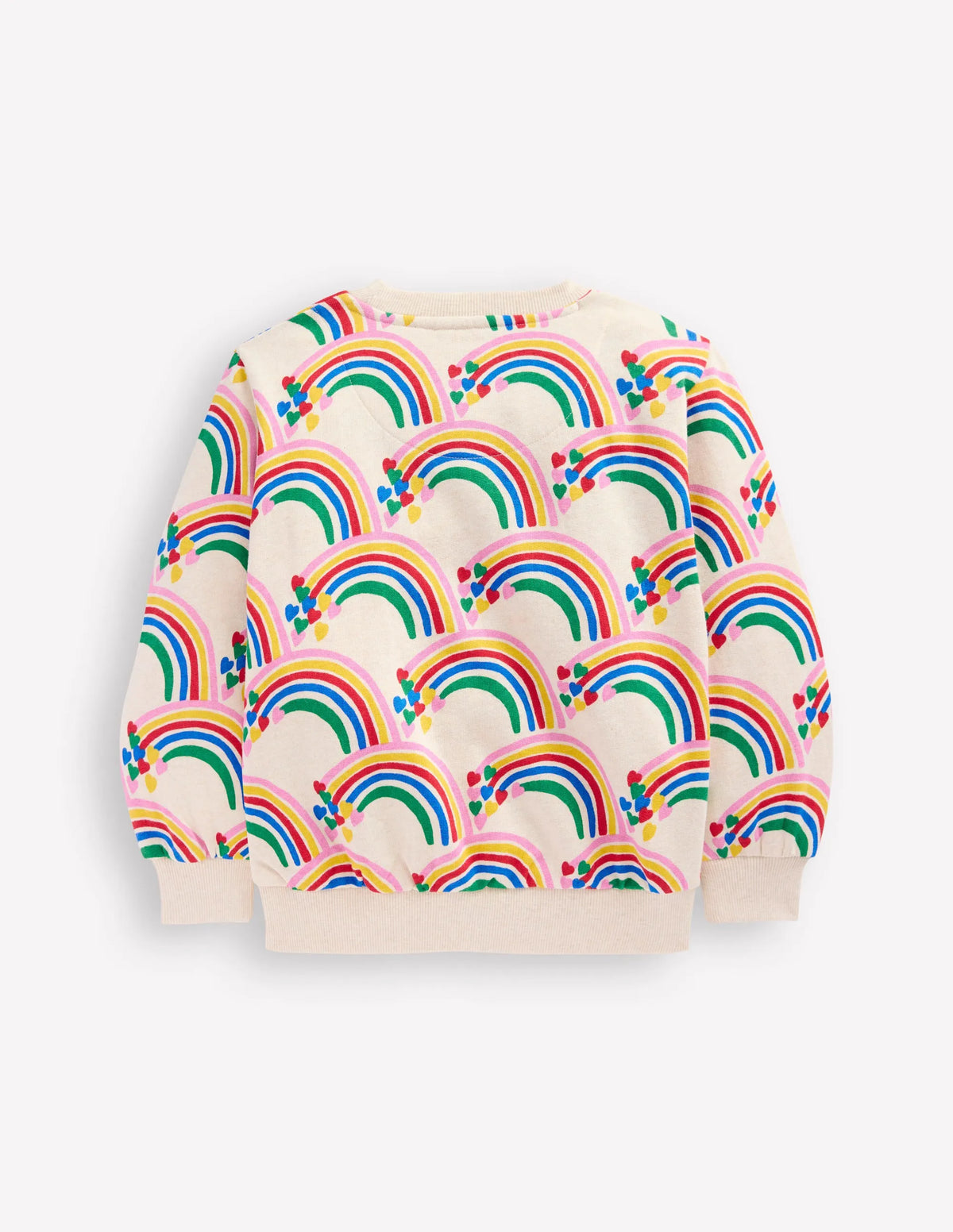 Printed Sweatshirt-Oatmeal Marl Rainbow Hearts