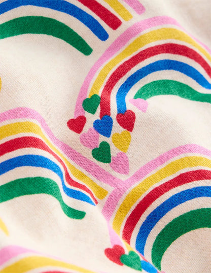 Printed Sweatshirt-Oatmeal Marl Rainbow Hearts