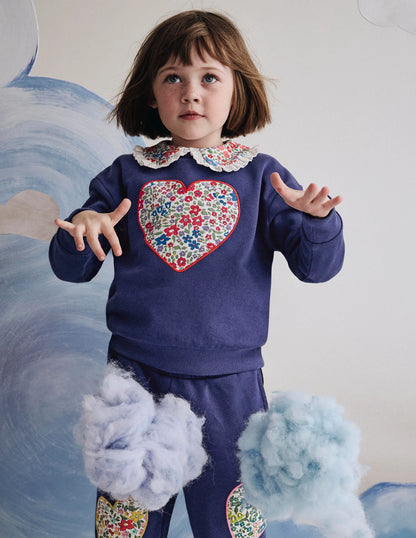 Bobbie Appliqué Sweatshirt-Starboard Blue Hearts