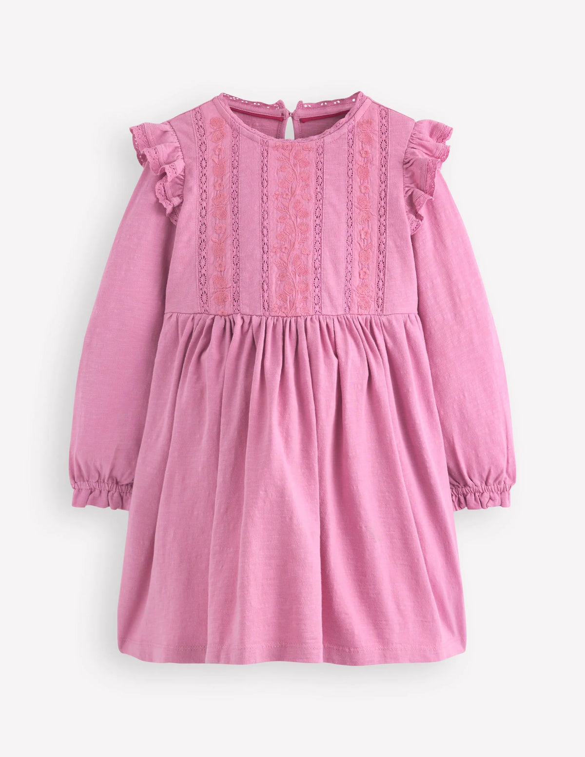 Lace Trim Jersey Dress-Formica Pink