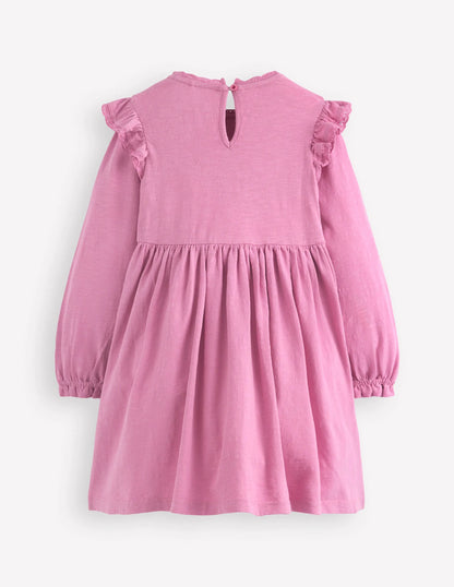 Lace Trim Jersey Dress-Formica Pink