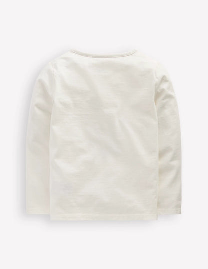 Long Sleeve Bouclé T-shirt-Soft Ivory Dog