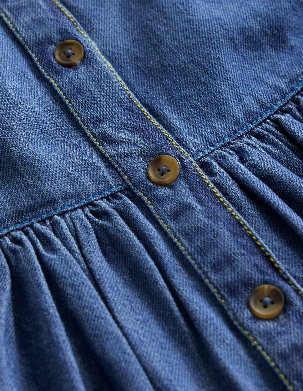 Button-through Pinafore Dress-Mid Vintage Denim