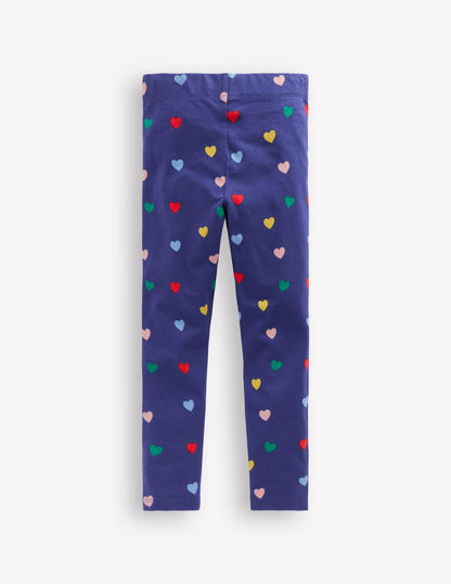 Fun Leggings-Starboard Blue Multi Hearts