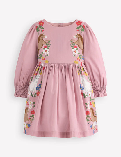 Madeline Long Sleeve Dress-Formica Pink Horses