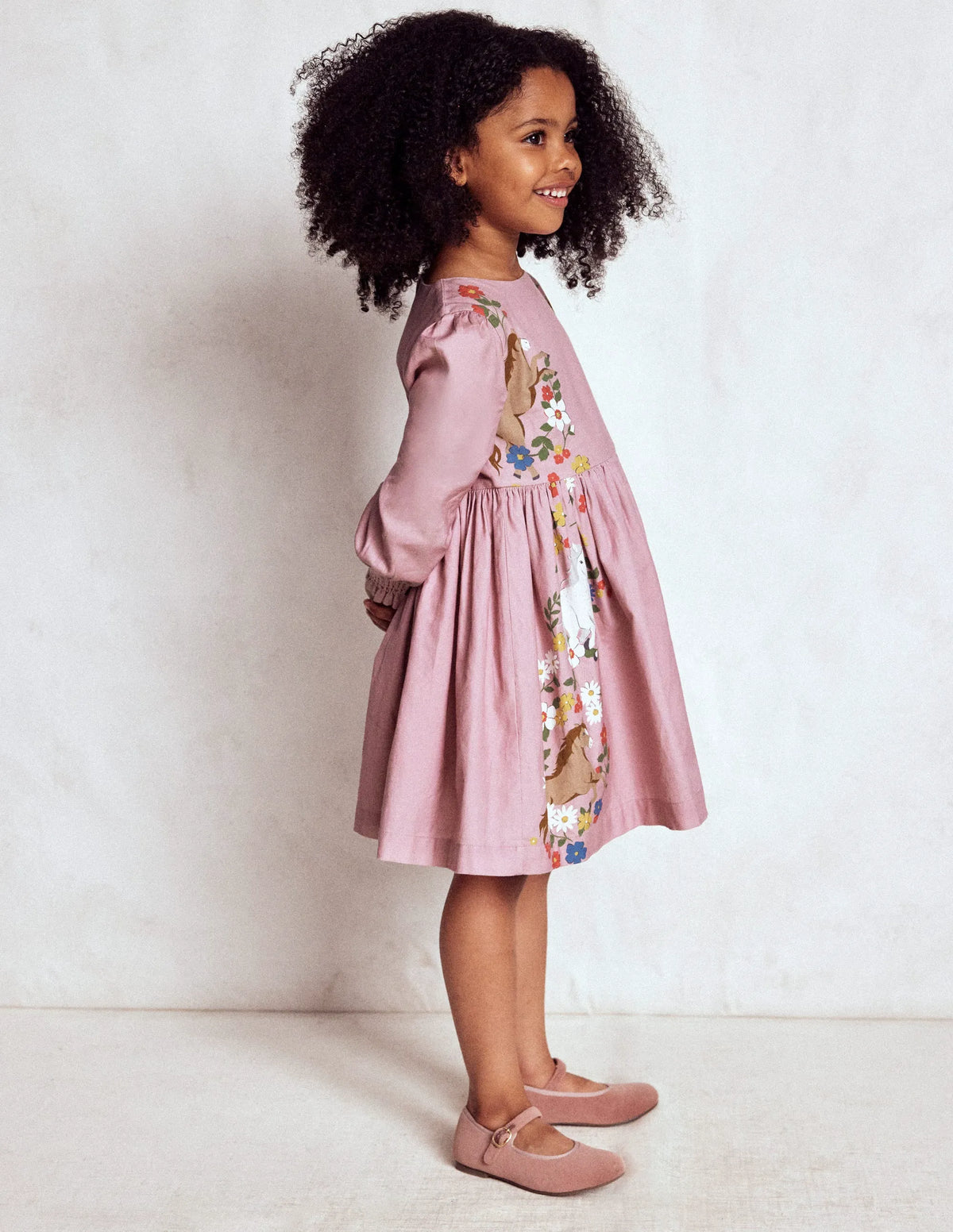 Madeline Long Sleeve Dress-Formica Pink Horses