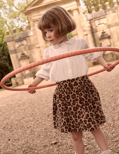 Button-through Mini Skirt-Leopard Print
