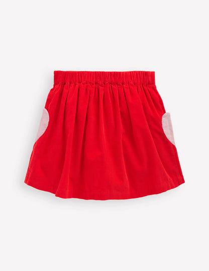 Button-through Mini Skirt-Rockabilly Red Hearts