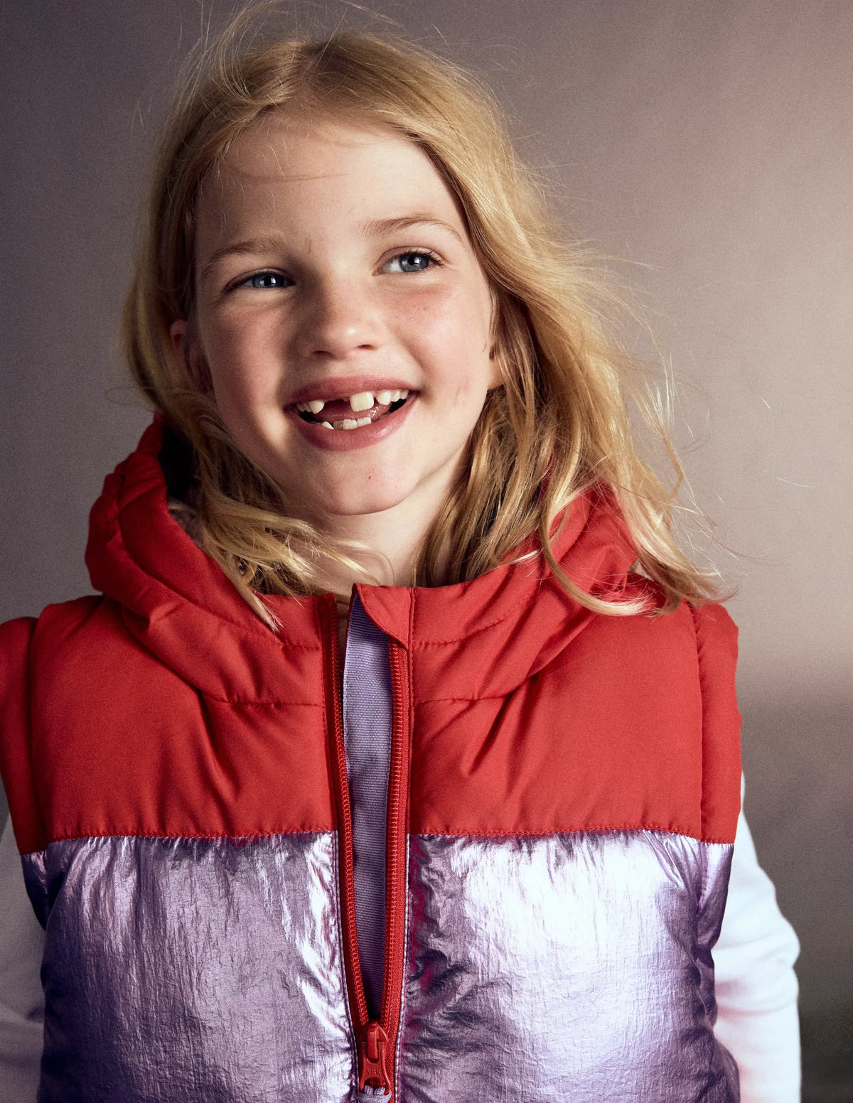 2-in-1 Padded Coat-Red/Pink Metallic