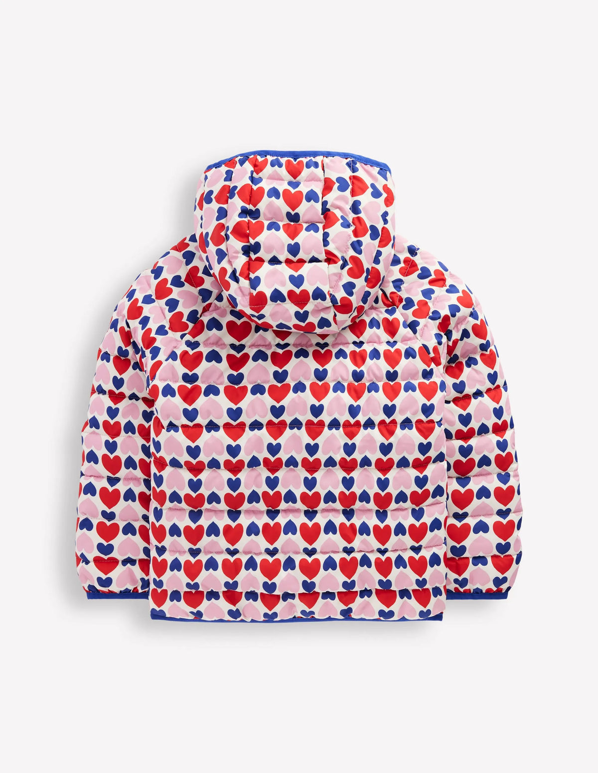 Pack-away Padded Jacket-Poppy Red Geo Heart