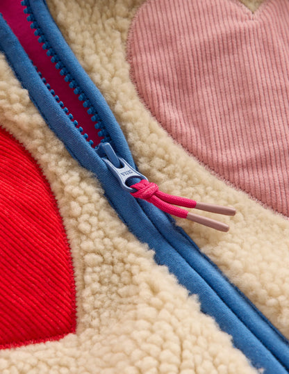 Collared Borg Zip Through-Applique Hearts