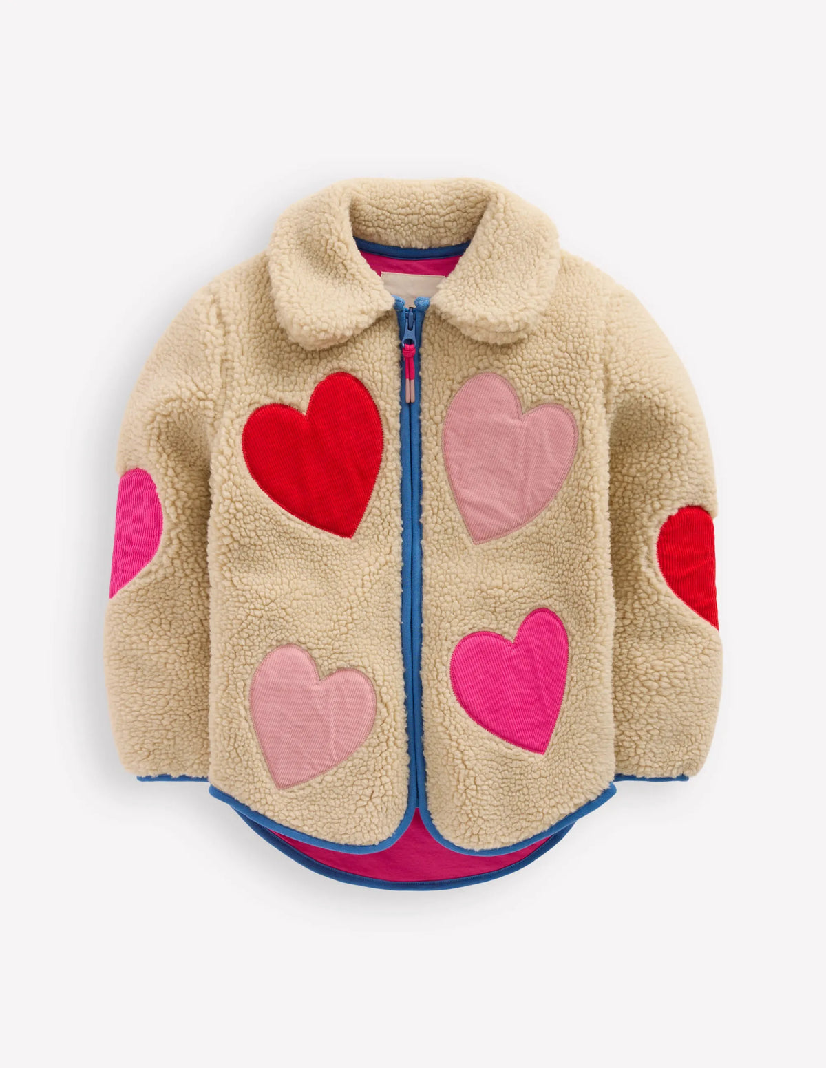 Collared Borg Zip Through-Applique Hearts