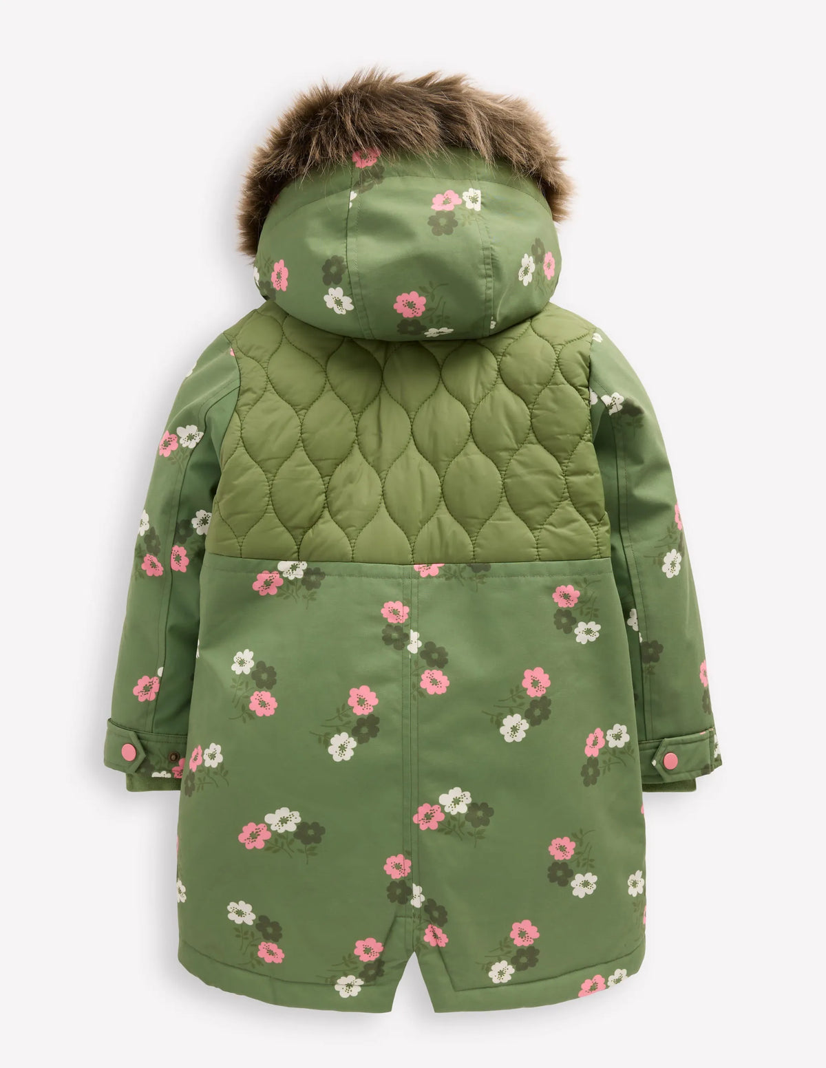 Joni Quilted Parka Coat-Green Floral