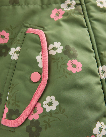 Joni Quilted Parka Coat-Green Floral