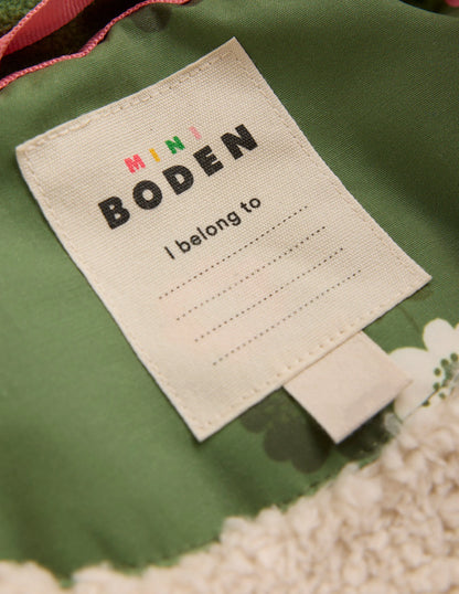 Joni Quilted Parka Coat-Green Floral