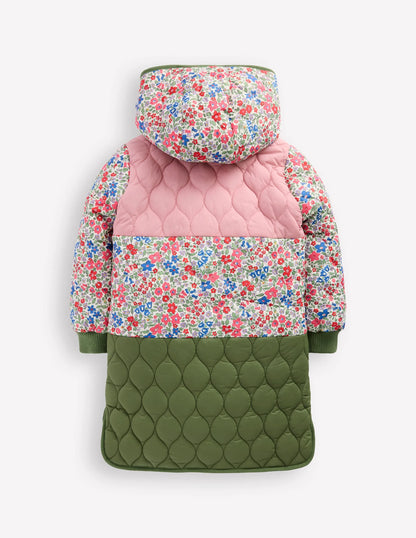 Cosy Longline Coat-Rose Pink Flowerbed