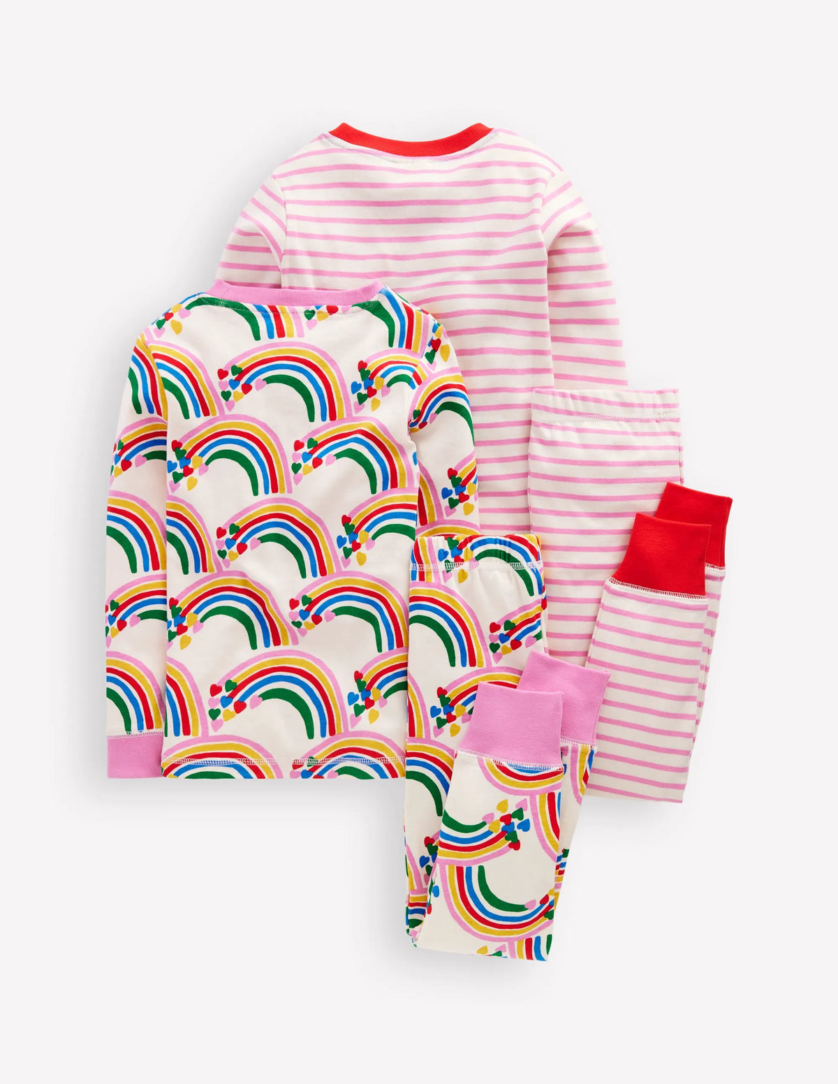Twin Pack Snug Pajamas-Oatmeal Marl Rainbow Hearts