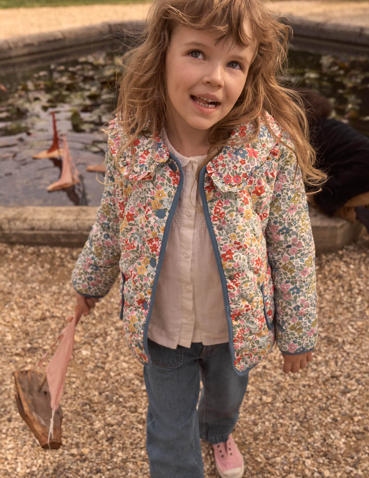 Quilted Collared Jacket-Rose Pink Flowerbed