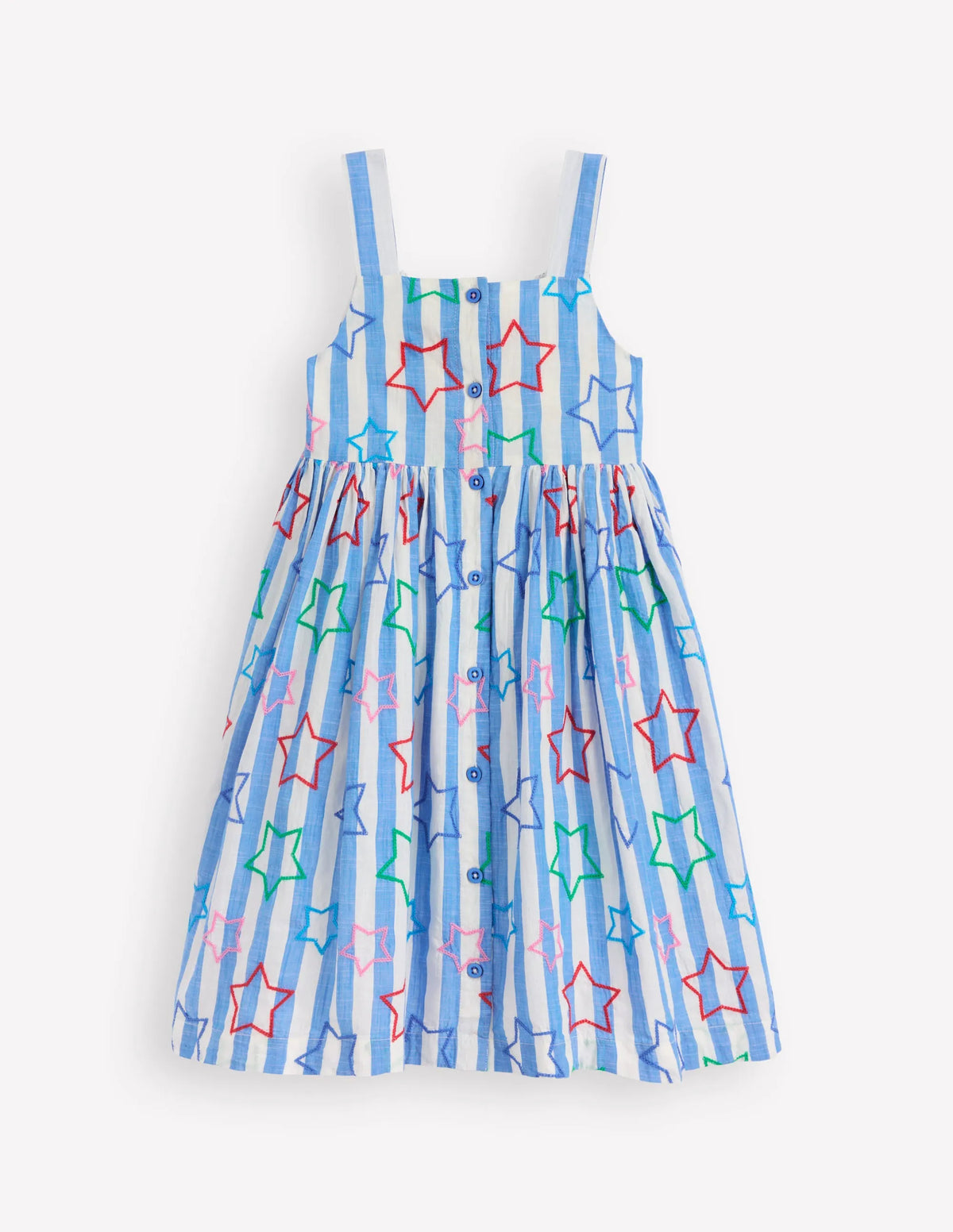 Remy Button Through Dress-Peacock Plume Blue Star