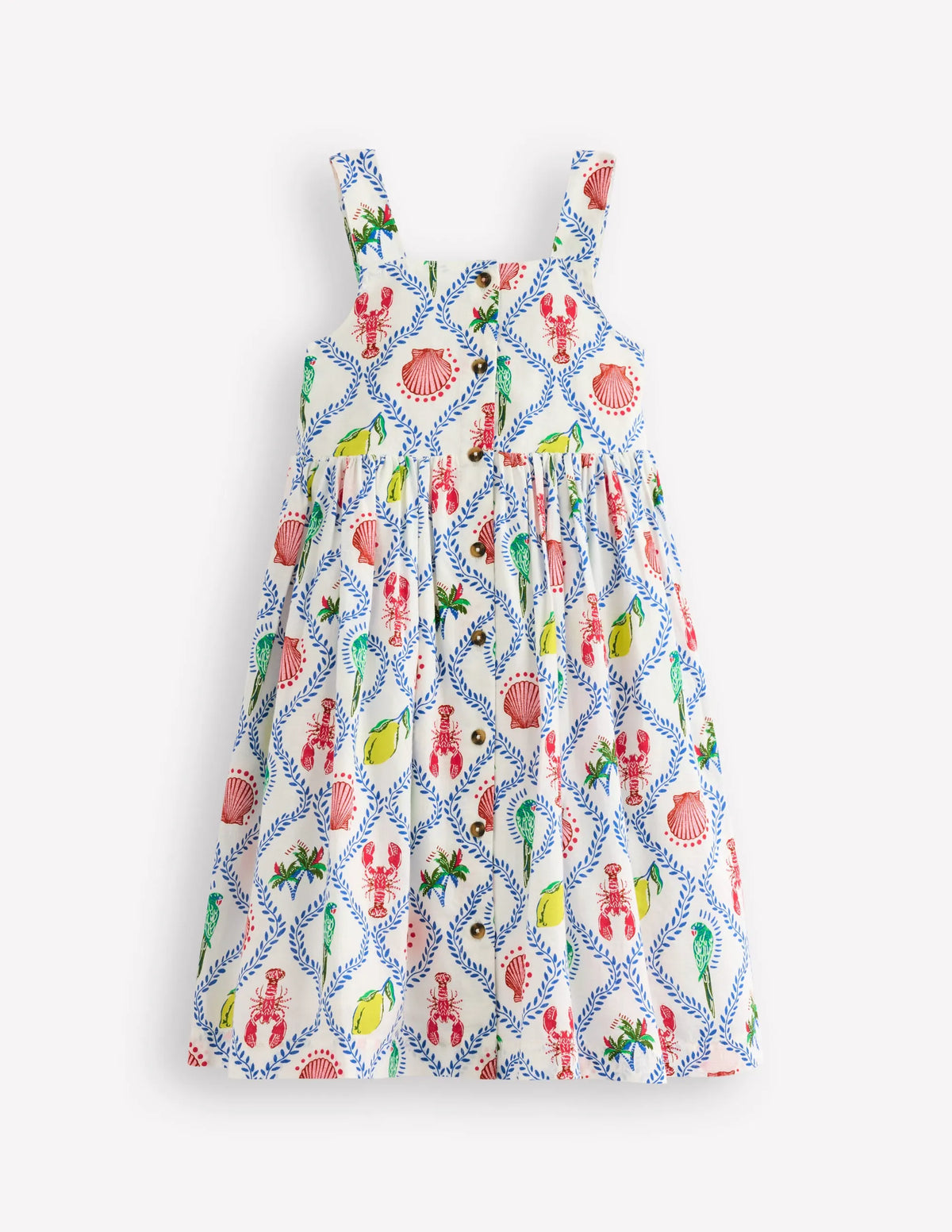 Remy Button Through Dress-Multi Holiday Tile