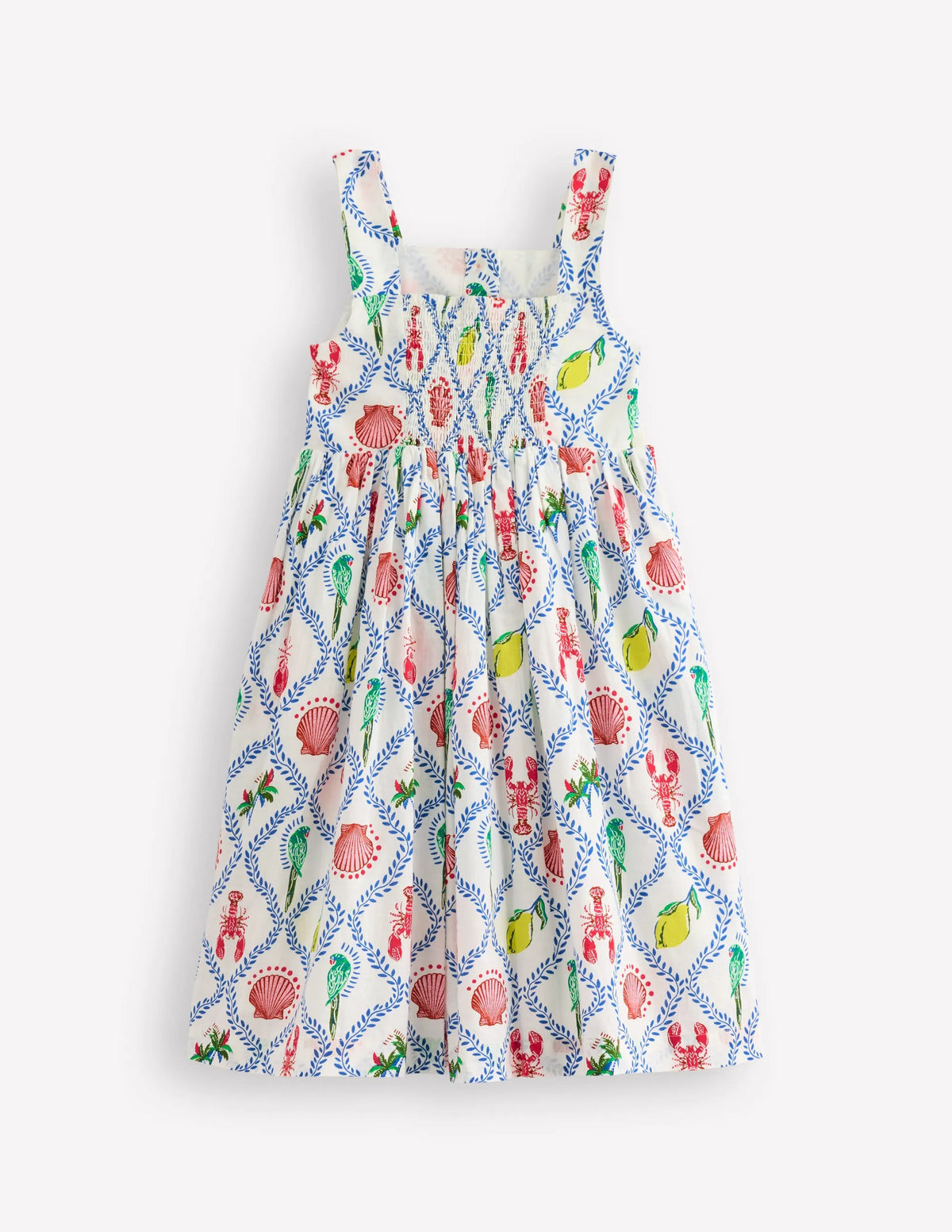 Remy Button Through Dress-Multi Holiday Tile