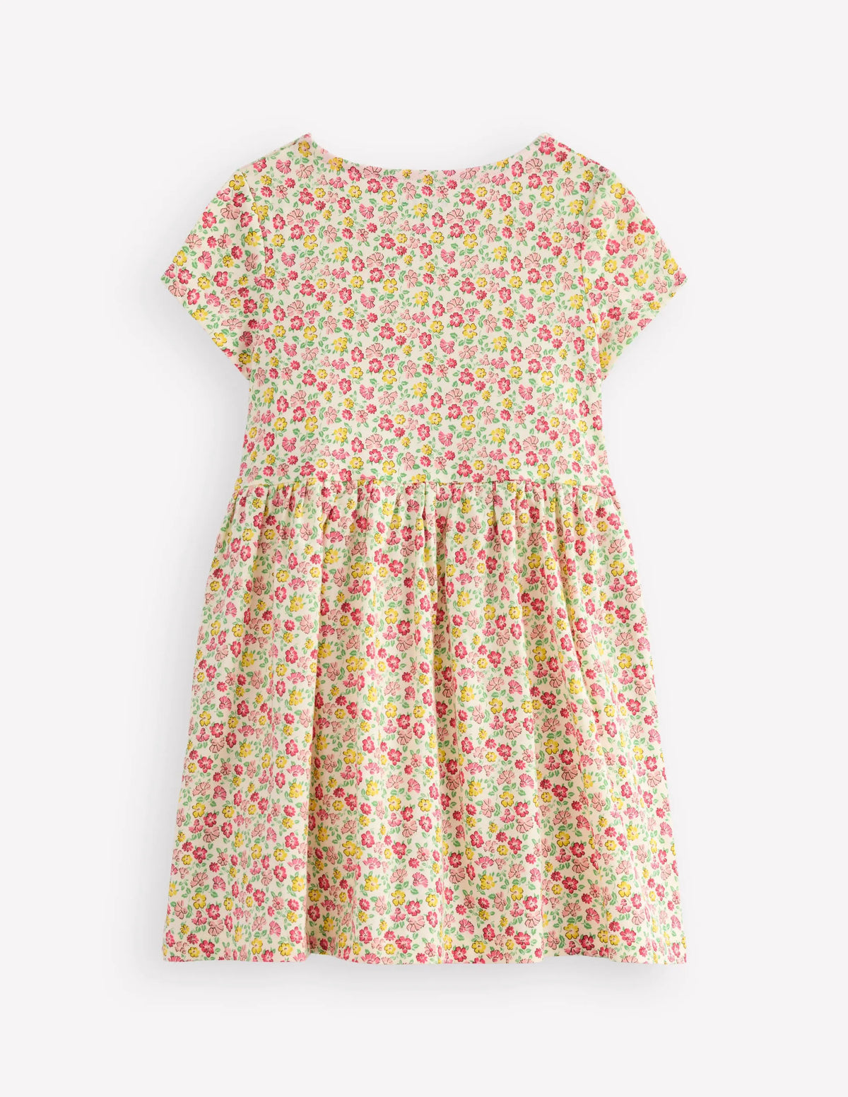 Heart Pocket Fun Jersey Dress-Multi Summer Flowerbed