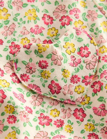 Heart Pocket Fun Jersey Dress-Multi Summer Flowerbed