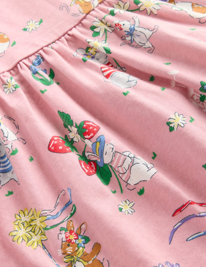 Peter Pan Collar Jersey Dress-Vintage Pink May Day