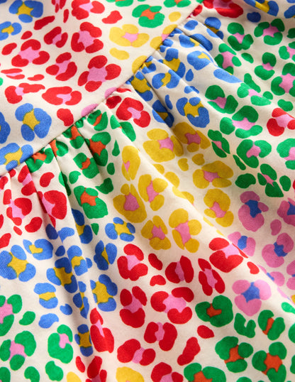 Posie Frill Sleeve Dress-Multi Rainbow Leopard