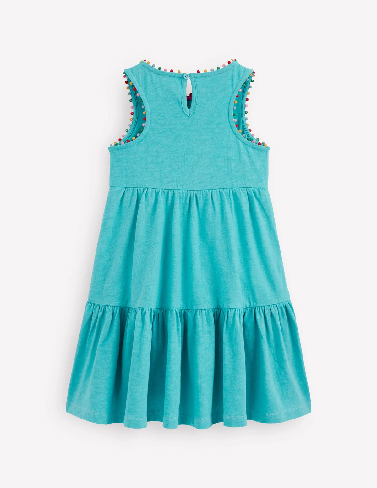 Ali Pom Trim Jersey Dress-Caribbean Blue