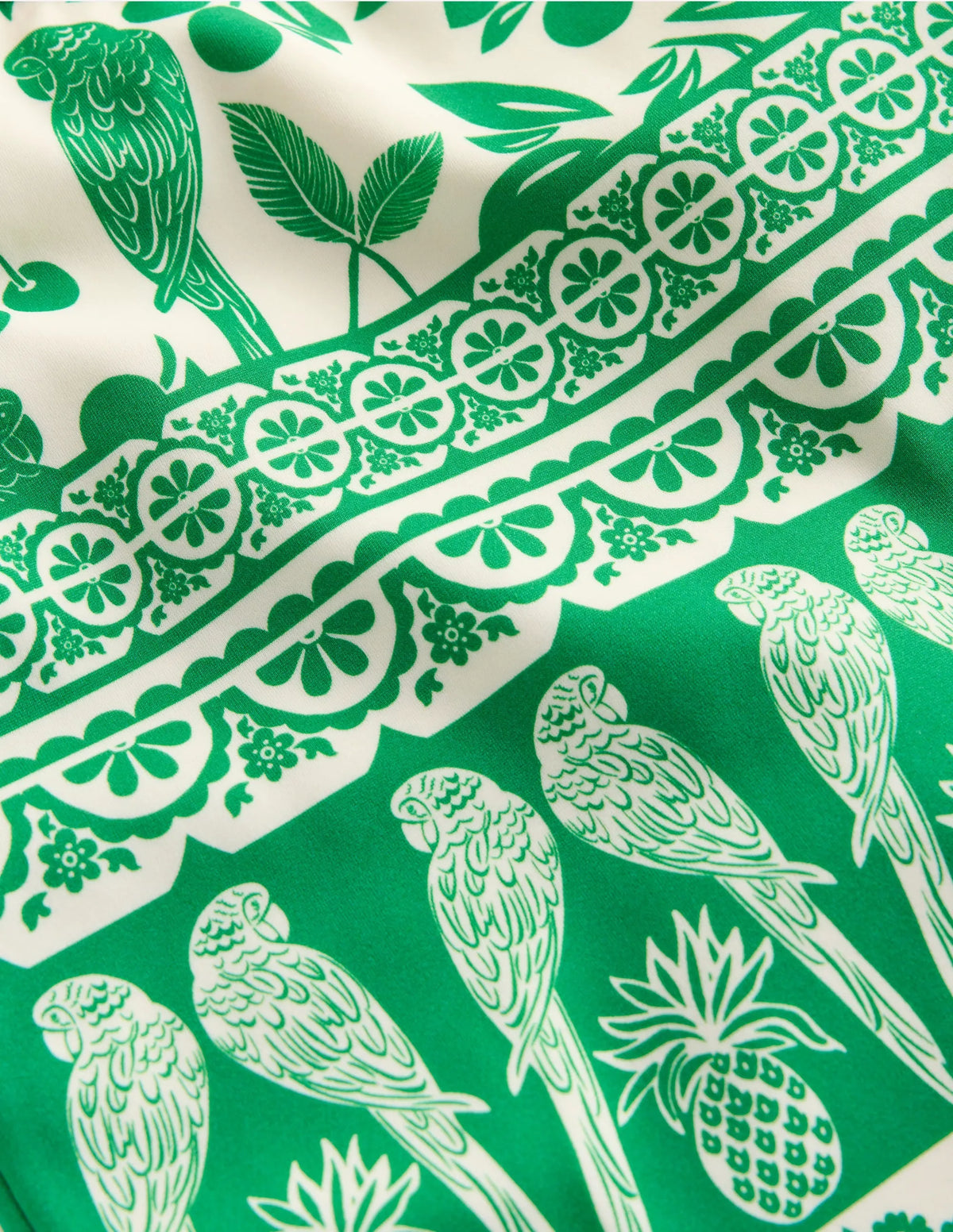 Cross-back Tankini Top-Rich Emerald Parrot Palm