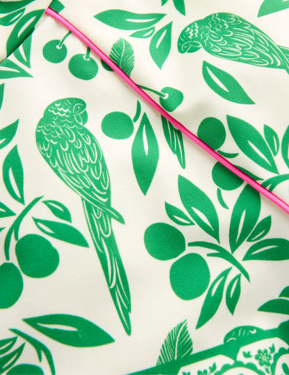 Sun Safe Patterned Rash Vest-Rich Emerald Parrot Palm