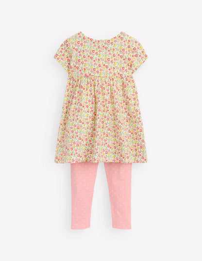 Short-sleeved print tunic set-Multi Summer Flowerbed
