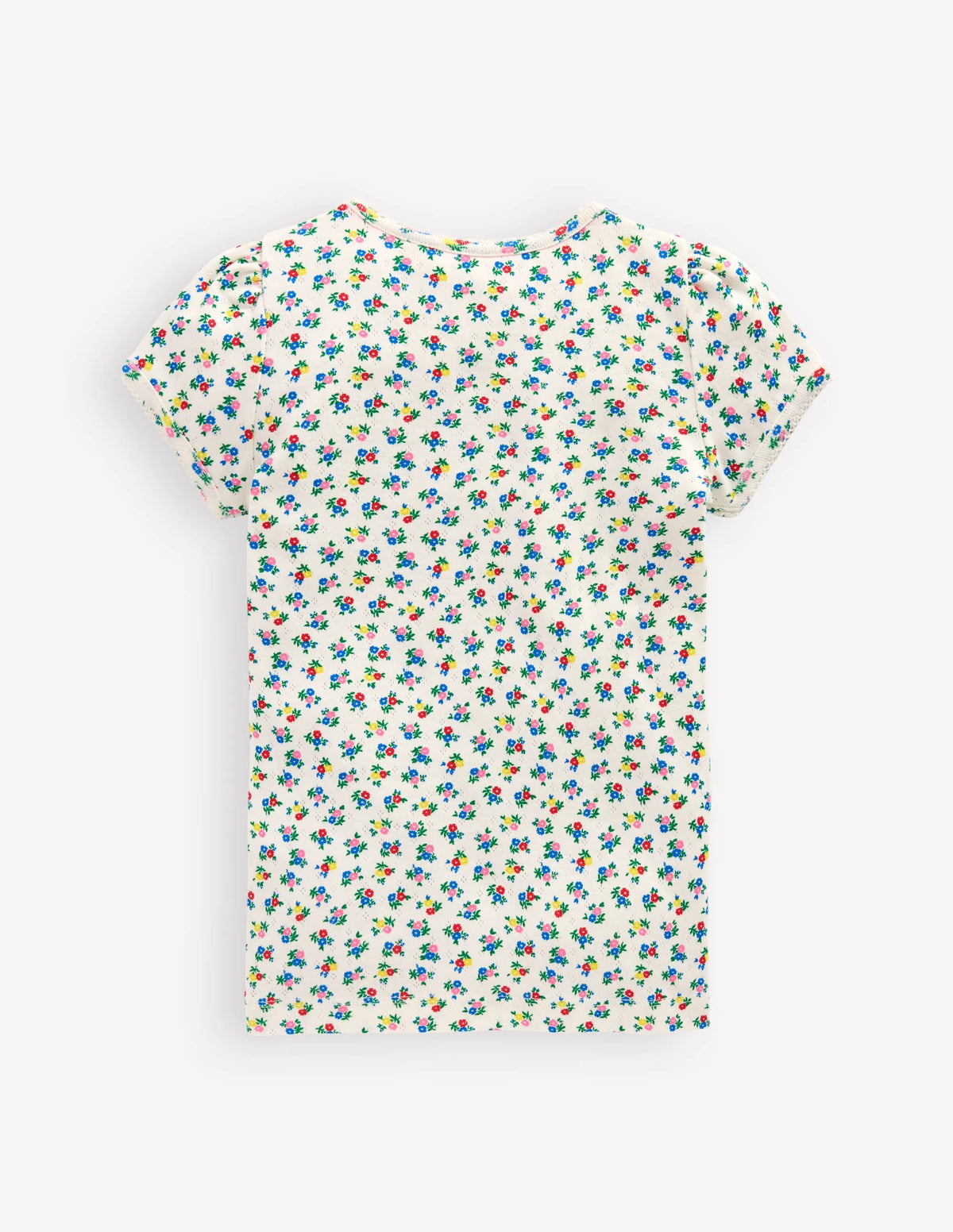 Short Sleeve Pointelle Top-Soft Ivory Ditsy Floral
