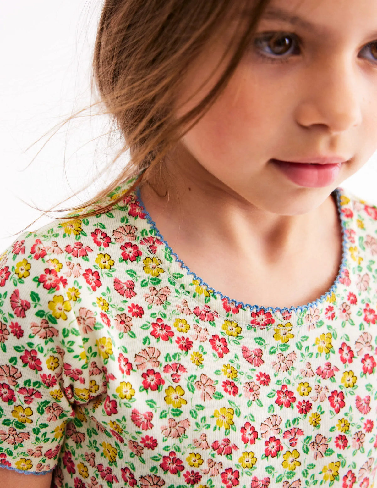 Snug Short John Pajamas-Multi Summer Flowerbed
