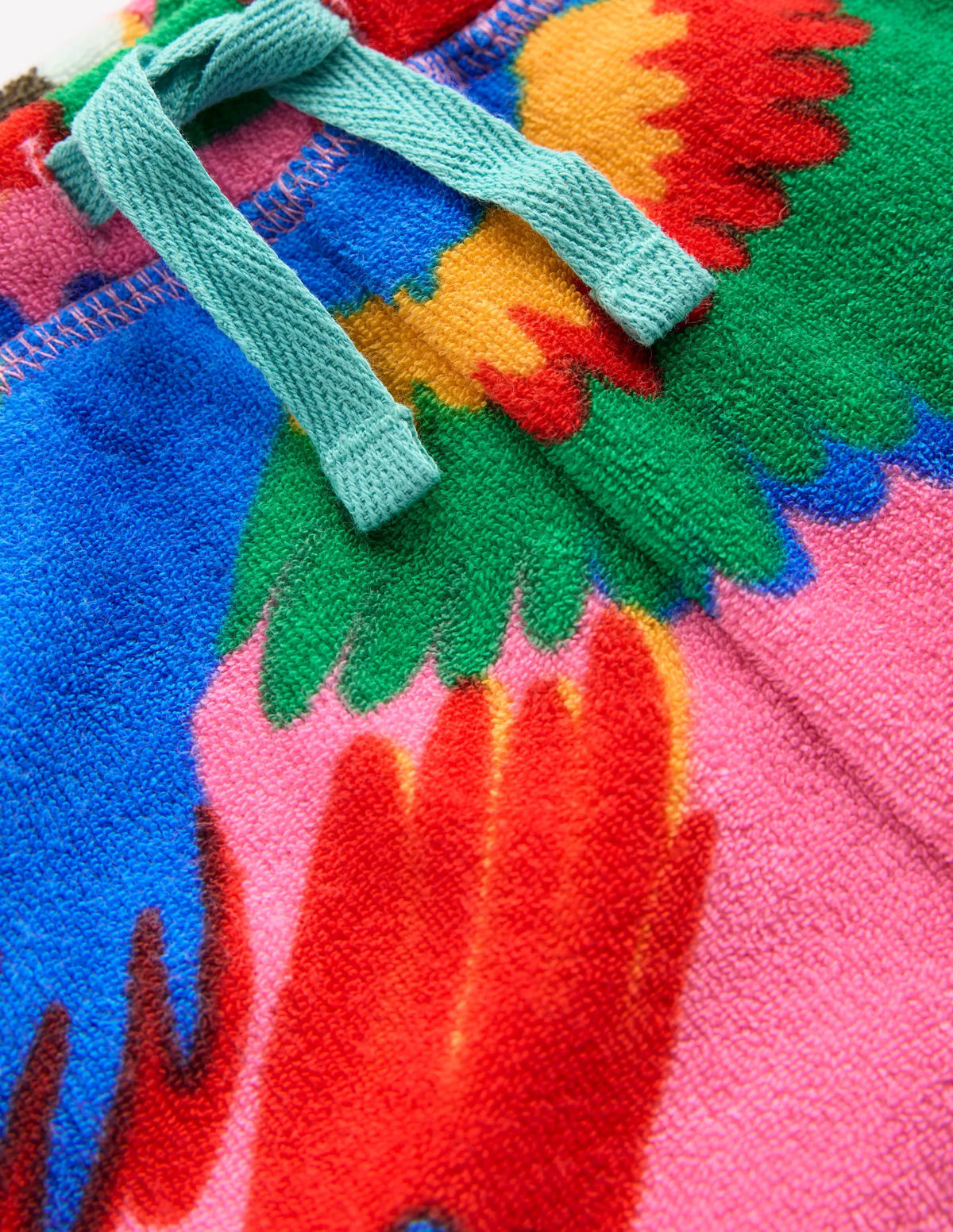 Printed Towelling Short-Multi Rainbow Parrot