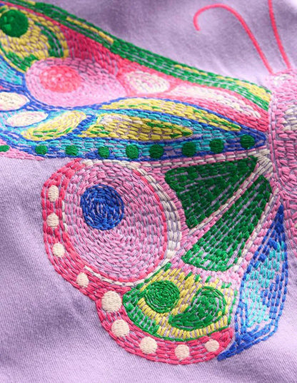 Puff Sleeve Superstitch Top-Parma Violet Purple Butterfly
